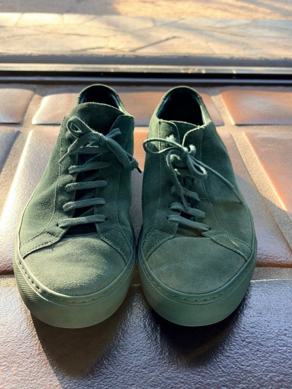 Common Projects Achilles Low Suede - Olive Green - Size 12.5